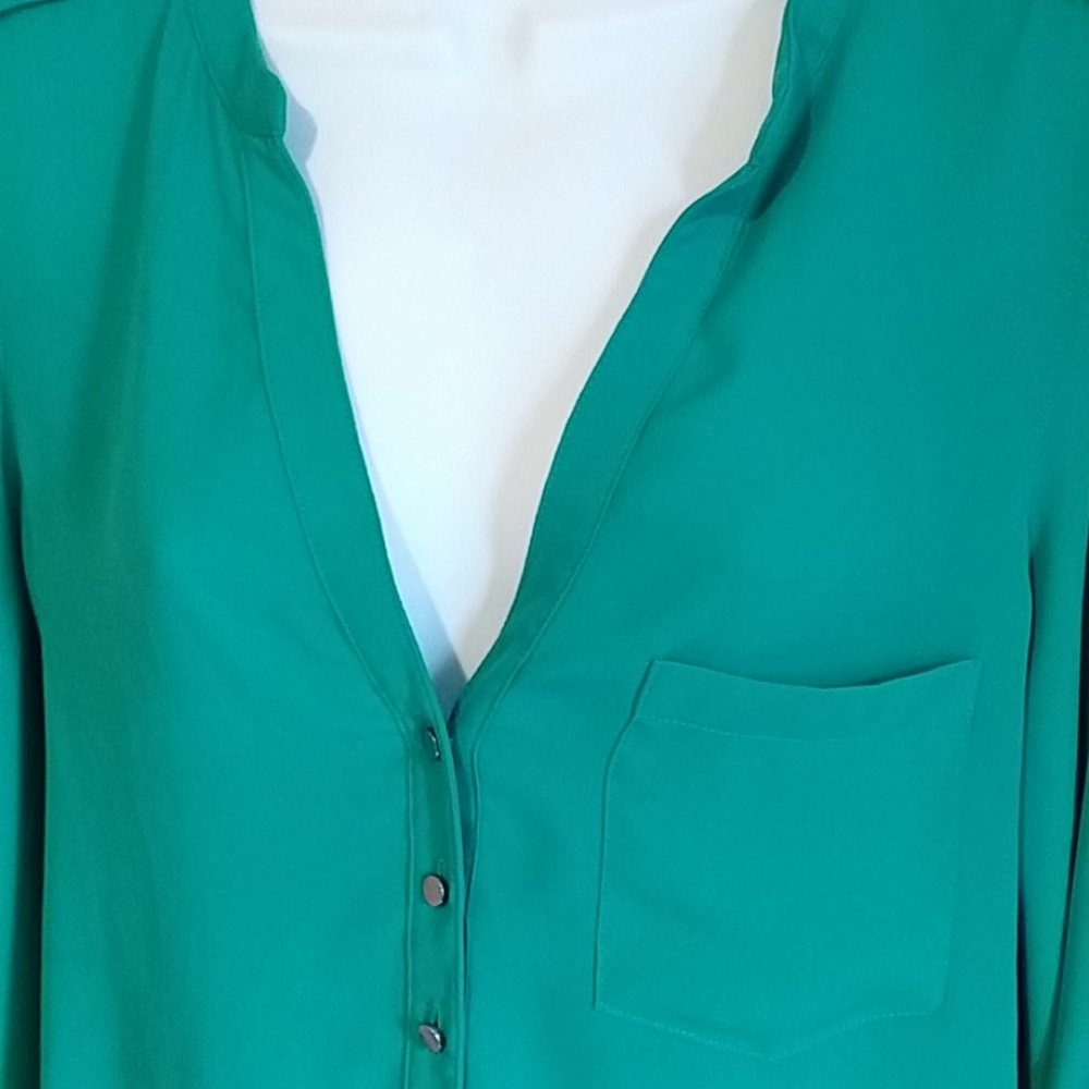 Kenneth Cole kelly green sheer top